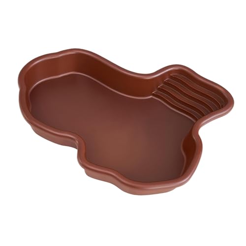 Reptile Bathing Pool Terrarium Bowl, 12.2 x 9.8 x 2 in PP Turtle Water Dish with Ramp for Tortoise, Bearded Dragon, Gecko