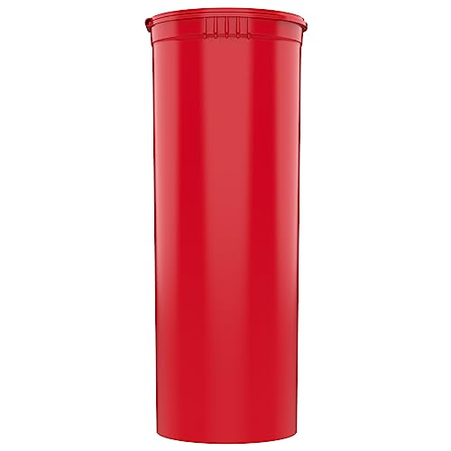 60 Dram CR Plastic Packaging Pop Top Containers - Child Resistant Travel Holder Vial Bottles - 75 qty (Red) - color: Red