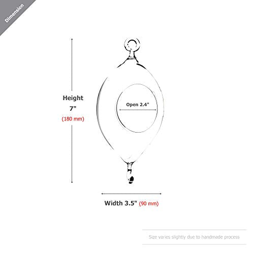 WGVI WGV Hanging Terrarium, Width 3.5", Height 7", Oblong, Double Hook, DIY Air Succulent Planter, Clear Glass Vase Orb, Candle Holder for Windowsill Outdoor Garden Decor, 1 Piece - size: 7" Oblong Double Hook