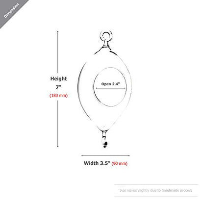 WGVI WGV Hanging Terrarium, Width 3.5", Height 7", Oblong, Double Hook, DIY Air Succulent Planter, Clear Glass Vase Orb, Candle Holder for Windowsill Outdoor Garden Decor, 1 Piece - size: 7" Oblong Double Hook