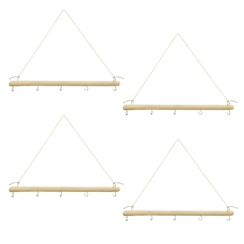 4 Pack 15 Inch Driftwood Jewelry Organizer Wall Decor, Wooden Hanging Branch Display for Necklaces Bracelets Keys, Rustic Farmhouse Driftwood Crafts for Bedroom Closet Entryway
