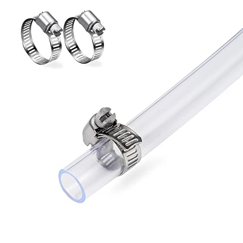 DAVCO 3/8" ID - 100 ft Clear Vinyl Tubing, Low Pressure Flexible PVC Tube, Heavy Duty UV Chemical Resistant Lightweight Plastic Vinyl Hose, BPA Free and Non Toxic, with 2 Stainless Clamps - size: 3/8"ID, style: 100 Feet