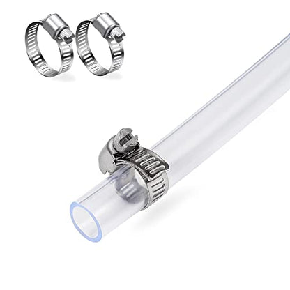 DAVCO 3/8" ID - 100 ft Clear Vinyl Tubing, Low Pressure Flexible PVC Tube, Heavy Duty UV Chemical Resistant Lightweight Plastic Vinyl Hose, BPA Free and Non Toxic, with 2 Stainless Clamps - size: 3/8"ID, style: 100 Feet