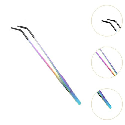 Reptile Feeding Tongs Stainless Steel Silicone Tip Aquarium Tweezers Terrarium Clamp Feeder Tool Water Grass Clip Suitable for Fish Tank Small, Curved - color: Curved