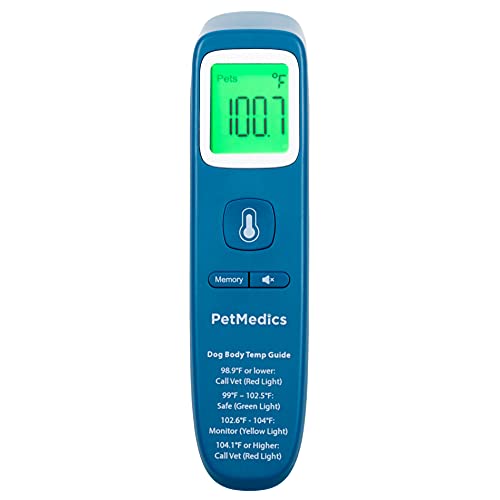 PetMedics by iHome Dog Thermometer for Pets Ear or Belly No Contact Scan - Large Number Digital Lit Display - Batteries Included - Canine and Pet Fever Detection