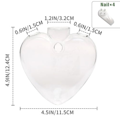 Wall Hanging Planter Propagation Station for Indoor Plants Glass Wall Plant Station for Flowers, Hydroponics PlantsBathroom, Home Office Living Room Decor - 3 Sets, Heart