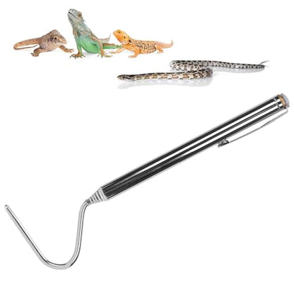 Stainless Steel Snake Hook Retractable Reptile Handling Tool 27 in Duckbill Head Lightweight Secure Grip for Small Snakes Reptile Hobbyists Keepers and Field Use