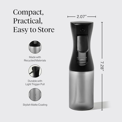 Kitsch Continuous Spray Bottle for Hair – Black, 150ml | Fine Mister Spray Bottle & Water Spray Bottle – Recycled Hair Spray Bottle – Spray Bottles for Cleaning, Styling, & More - color: Black
