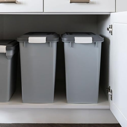 IRIS USA Dog Food Storage Container, 2-Pack, Up to 30 lbs, Gray/Dark Gray | Made in the USA, Comes w/ Wheels & 2-Cup Scoop, Airtight Seal, BPA-Free, Bird Seed, Cat food, Cat Litter, Multi-Pet Household - color: Dark Gray, size: 30 lbs - 2 Pack