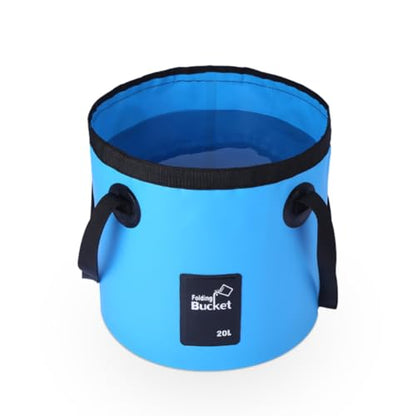 Collapsible Bucket Water Container with Handle - 5 Gallon 20L Multifunctional Portable Wash Basin - Foldable Water Bucket for Camping Fishing Hiking Gardening Car Washing&Outdoor Use(SkyBlue) - color: Skyblue