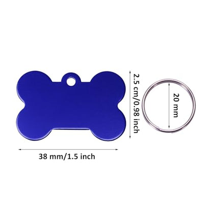 Aluminum Alloy Pet ID Tags 20Pcs Bone Shaped Blank Engraved Dog Cat Name Phone Number Identification Card Tags