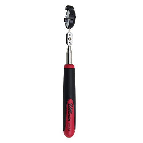 Ullman Devices HTE-LT2 Round Inspection Mirror - Swivel Free LED Telescopic Mirror with Quick Release Tab, Stainless Steel Handle - size: Diameter: 1-3/8", Length: 6-1/2" to 35"