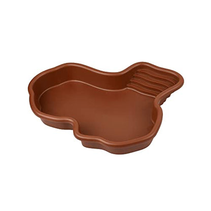 Extra Large Reptile Bathing Pool Reptile Feeding Dish Water Bowl with Ramp Aquarium Ornament for Gecko, Snake, Turtle, Bearded Dragon, Lizard Bath (Brown) - color: Brown