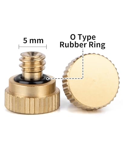 Brass Misting Nozzle Plug, 10 Pack | 10/24 UNC Mister Plugs For Outdoor Cooling System, Greenhouse Garden Watering