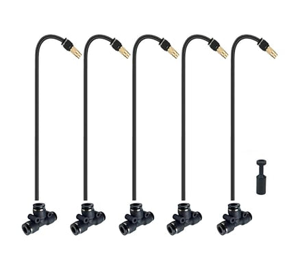 5pk Brass Misting Nozzles Tee 16 inch 360 Degree Adjustable Copper Sprayer, Compatible with1/4 trubing Hose Watering Plant Drip Irrigation Pneumatic Fittings Connection for Watering Garden（16inch） - color: 16inch-360 Misting Nozzles