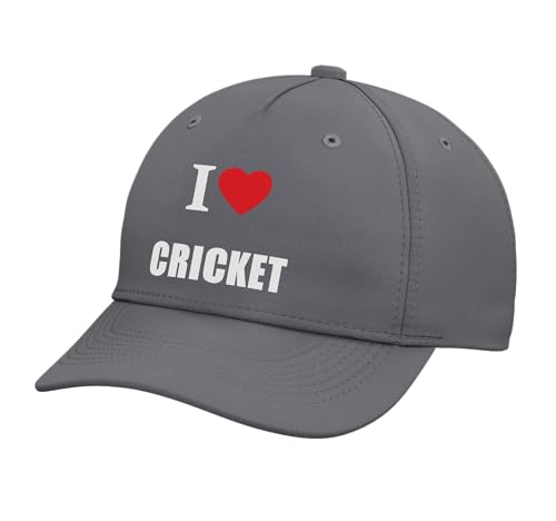 I Love Cricket Bowling Batting Keeper Watching Playing Adjustable Baseball Hat - color: Slate Grey