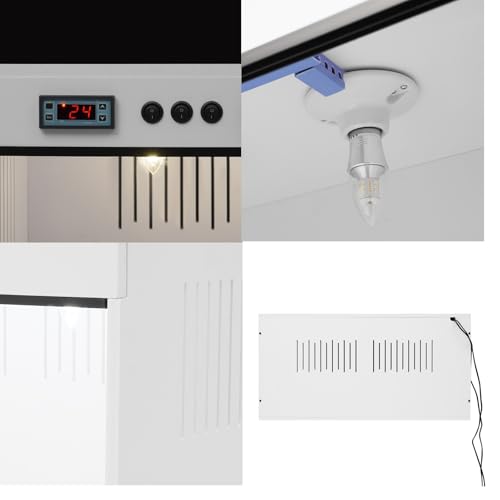 PVC Reptile Enclosure, Reptile Terrarium 31.5×15.75×15.75In, LCD Display, Reptile Tank with Intelligent Thermostat for Leopard Gecko, Hexagonal Lizard, Snake (White) - color: White