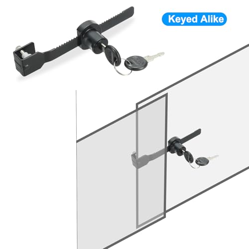 PATIKIL Sliding Glass Cabinet Lock, 4Pcs Keyed Alike Showcase Lock Chrome Finish Ratchet Lock No Drill Glass Door Lock for 5-10mm Glass Door, Black - style: Keyed Alike