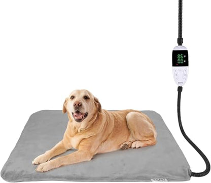 Pet Heating Pad for Dogs with 12 Adjustable Temperature, Waterproof & Chew Resistant Dog Heating Pad with Timer, Heated Dog Bed with Fleecy Cover (L: 32” x 20”) - size: L: 32” x 20”