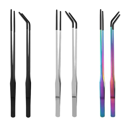 Reptiles Feeding Tongs Clamp Long Nonslip Coated Stainless Steel for Safe Pet Food Handling Pet Feeding Spoon - color: Feeding tweezers primary color