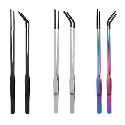 Reptiles Feeding Tongs Clamp Long Nonslip Coated Stainless Steel for Safe Pet Food Handling Pet Feeding Spoon - color: Feeding tweezers primary color
