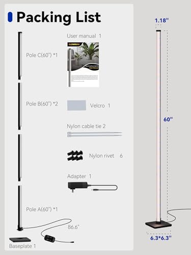 Vertical Grow Light for Indoor Plants, 60in LED Standing Lamp | 36W Full Spectrum Plant Lights with Auto Timer, 268 LEDs Dimming and 3 Light Modes for Wide Coverage Area in Indoor Gardens - size: 60 IN