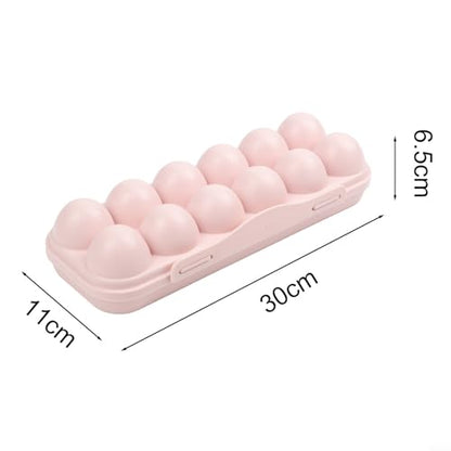 Portable Egg Storage Box With 18 Grids Egg Protector Case Tray Container Secure Egg Transport Outdoor Trips And Activities(12 Pink) - size: 12 Pink