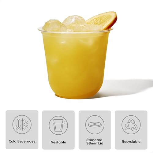 TOSSWARE GO 12oz Rounded Bottom PET Arc Cup - Premium Quality Food Safe - Clear U-Shape Plastic Cups - Disposable & Recyclable - Perfect for Parties, Home & Office - Set of 100