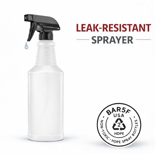 Bar5F 16 oz Spray Bottle Fine Mist and Spray- BPA-Free, Multipurpose | B5F Bottle System, Perfect for Light Cleaning, Gardening, Hydrogen Peroxide, Rubbing Alcohol, Leak-Proof, USA - style: Black (2-Pack) 16-Ounce