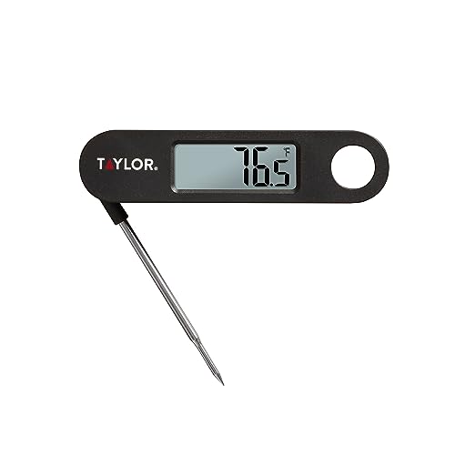 Taylor 1476 Instant Read Digital Meat Food Grill BBQ Cooking Kitchen Thermometer, Tailgating and Grilling Compact Folding Probe, Black - color: Black