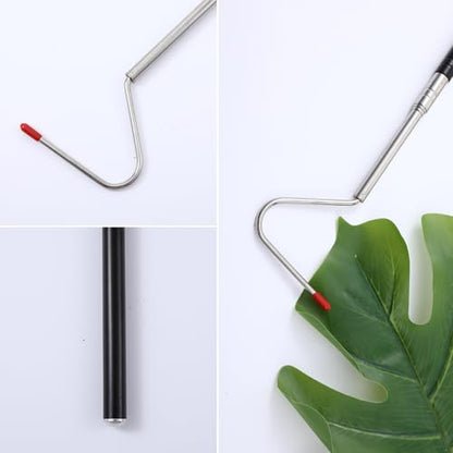 Bremorou Snake Hook Retractable 39.37 Inch Stainless Steel Extensible Snake Hook with Non-Slip Handle Heavy Duty Reptile Snake Stick Pick-Up Handling Tool for Safe Handling