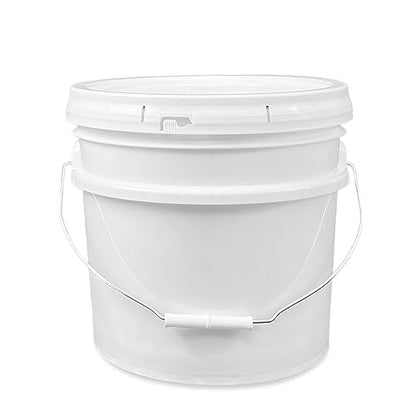 3.5 Gallon Plastic Bucket with Lid I Food Grade Bucket | White | BPA-Free I Heavy Duty 90 Mil All Purpose Pail Reusable I Made in USA (12 Count) - size: 12 Packs