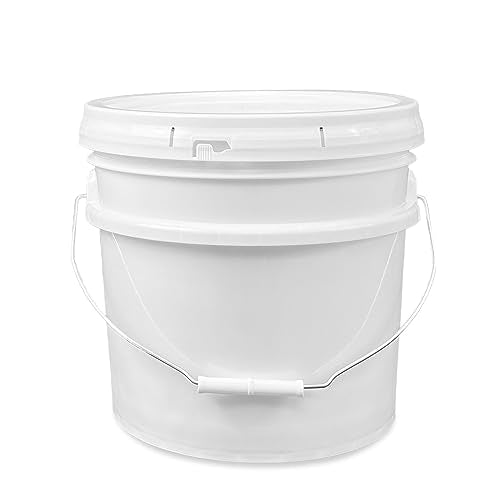 3.5 Gallon Plastic Bucket with Lid I Food Grade Bucket | White | BPA-Free I Heavy Duty 90 Mil All Purpose Pail Reusable I Made in USA (12 Count) - size: 12 Packs