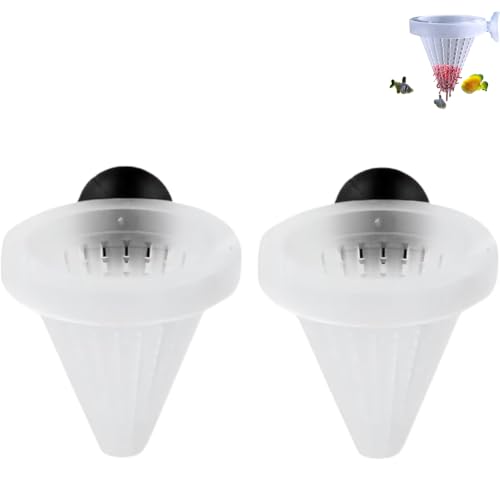 2Pcs White Cone Fish Feeder Cups with Suction for Aquarium Tanks | white cone fish feeder aquarium suction cup red worm feeder cup tank feeding dish 2pcs fish supplies