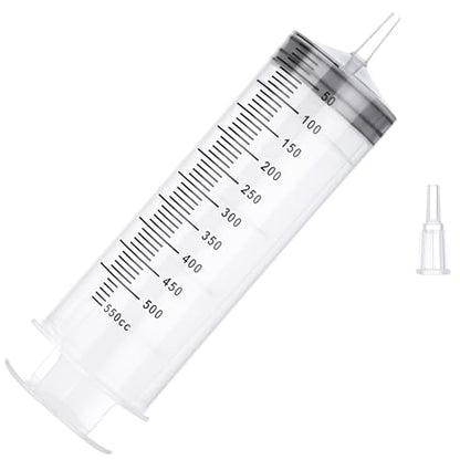 500mL Large Syringe with Tip Adapter, Large Plastic Syringe for Liquid, Individual Sterile Sealed for Scientific Dispensing, Paint, Watering - style: 500 ml