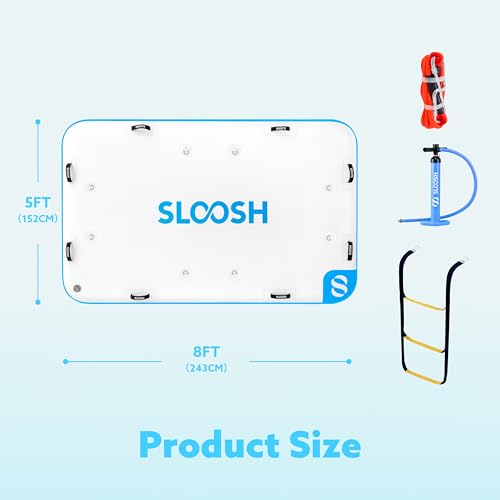 SLOOSH Inflatable Floating Dock, Inflatable Dock Floating Platform, Portable Air Dock Platform Fit for Pool, Lake, Beach with Non-Slip Surface - size: 8Ft X 5Ft