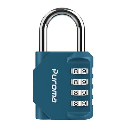Puroma 1 Combination Lock Locker 4 Digits Combo Padlock Gym Peacock Blue | For School Gate Fence Toolbox Hasp Storage, Outdoor, Resettable, Weatherproof, Side Window, Crack Cut Resist, Hardened Steel - color: Peacock Blue