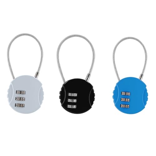Litoexpe 3 Pcs Combination Cable Lock 3 Colors | 3-Digit Code, Steel Cable, for Backpack, Suitcase, and Luggage - color: 3 Colors