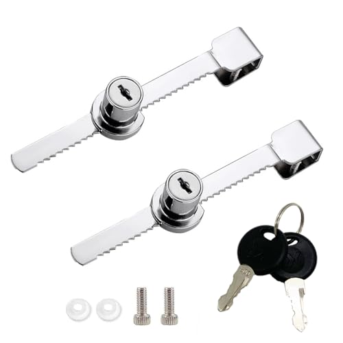 QEDT Sliding Glass Door Ratchet Lock 2 Pack Glass Display Case Lock | Rust-Proof,Keyed Alike Showcase Display,Use on Various Glass Doors, Including Display Cabinets, Showcases, Sliding Glass Door