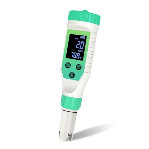 Pool Salt Tester, Digital Pool Water Tester & Pool pH Tester, 7 in 1 FAC Digital Salinity Tester for Saltwater Aquarium Sodium Chloride Swimming Pools Hot Tubs Spas