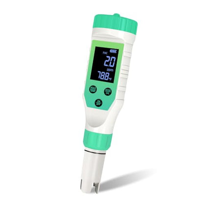 Pool Salt Tester, Digital Pool Water Tester & Pool pH Tester, 7 in 1 FAC Digital Salinity Tester for Saltwater Aquarium Sodium Chloride Swimming Pools Hot Tubs Spas