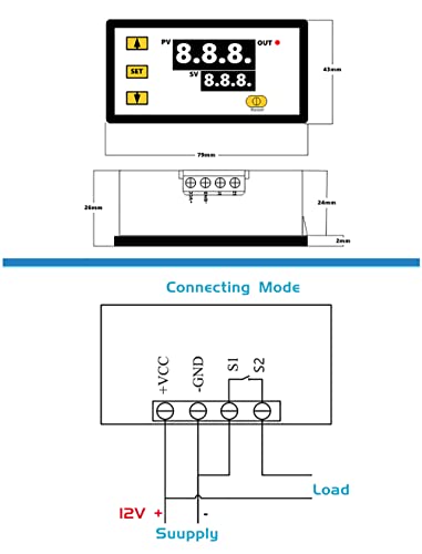W3230 Digital LED Temperature Controller Module Digital Thermostat Switch with Waterproof Probe Programmable Heating Cooling Electronic Thermostat Range from -50℃ to 120℃ (12V 10A 120W) (2 Pieces) - style: DC 12V