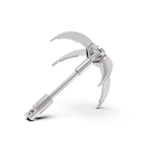 Ant Mag Grappling Hook with Claw Tips, Heavy Duty Stainless Steel Carabiner | Strong Grappling Hook for Camping, Hiking, Tree Climbing, Water Retrieval, Salvage Operations, Rugged Outdoor Rescue Gear - color: Silver, size: Big