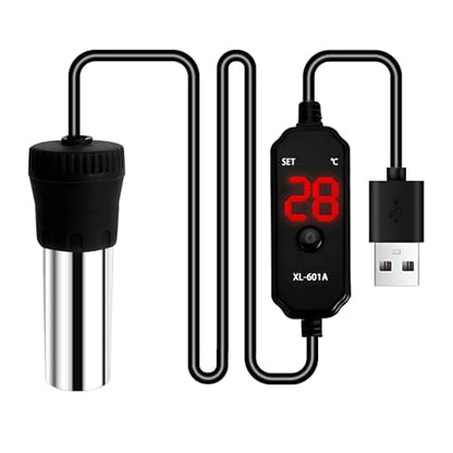 MiOYOOW Aquarium Heater, 15/25W USB Fish Tank Heater with LED Digital Temperature Display for Tanks Under 3/5L