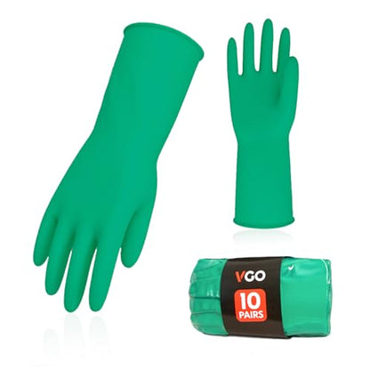 Vgo...Latex Reusable Household Gloves,Cleaning Gloves,Long Cuff (HH4601,XL) | green,extra Thickness,kitchen,dishwashing,household,painting,gardening,pet care,car washing,bathroom,hair dyeing,laundry - color: Green, size: X-Large