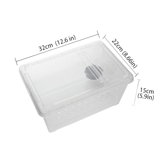 OMEM Portable Reptile Terrarium Habitat for Mini Pet Houses Breathable Holes Stackable Container (2PCS-L) - size: 2PCS-Clear-L