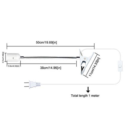 Bonlux E26 Clamp Lamp Fixture, Flexible Neck Clip Light Fixture with On/Off Switch US Plug for E26 Socket Plant Grow, Desk, Reptile Lamp Holder (2-Pack)