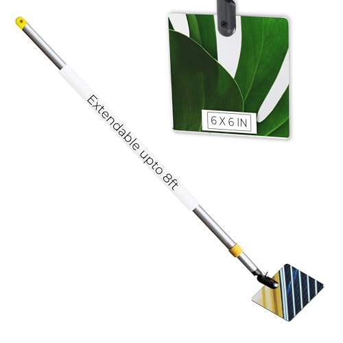 Inspection Mirror Telescoping Pole, Lightweight & Durable, 4 ft - 8 ft Pole, 6 x 6 inch Acrylic Mirror - size: 6 x 6 inch Acrylic Mirror, style: 4 ft - 8 ft Pole
