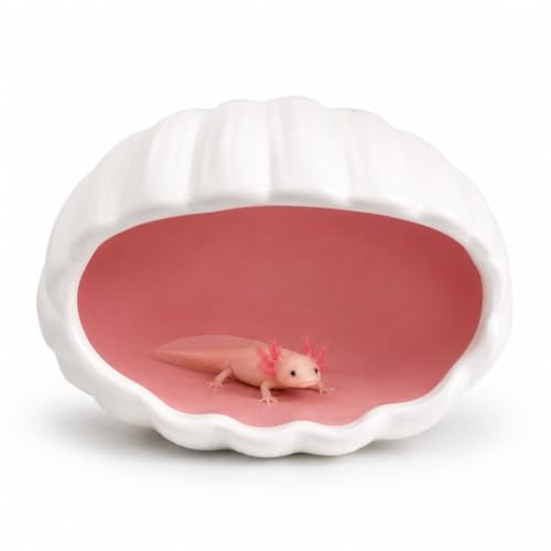 Ceramic Axolotl Hide Cave Hideout Tank Accessories Aquarium Decor for Pets | Hollow shaded resting spot、Weighted base, stays put、Fade-resistant glaze finish - size: Small