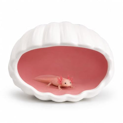 Ceramic Axolotl Hide Cave Hideout Tank Accessories Aquarium Decor for Pets | Hollow shaded resting spot、Weighted base, stays put、Fade-resistant glaze finish - size: Small